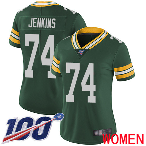 Green Bay Packers Limited Green Women #74 Jenkins Elgton Home Jersey Nike NFL 100th Season Vapor Untouchable